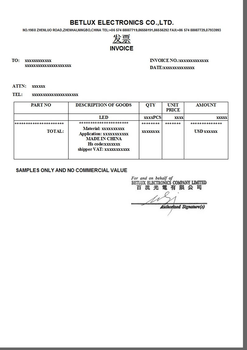 samples invoice