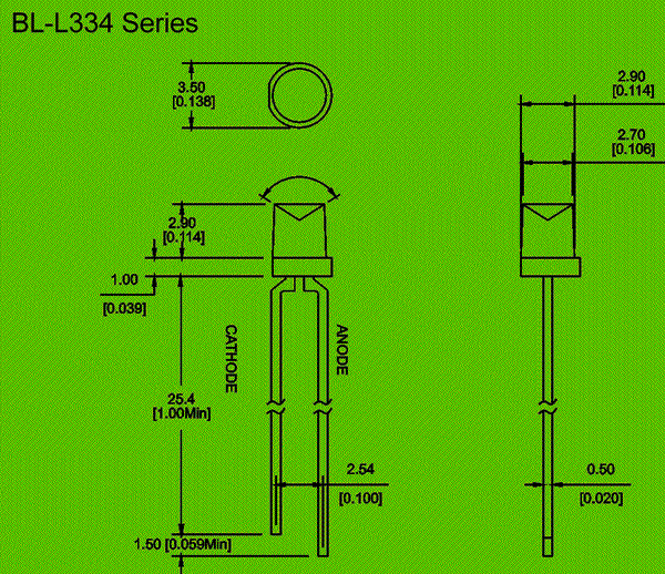 ultra bright LEDs | 3mm LED Package diagram 