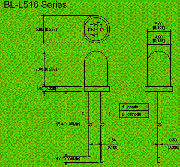 7 color led | flashing LED | 5mm LED Package diagram 